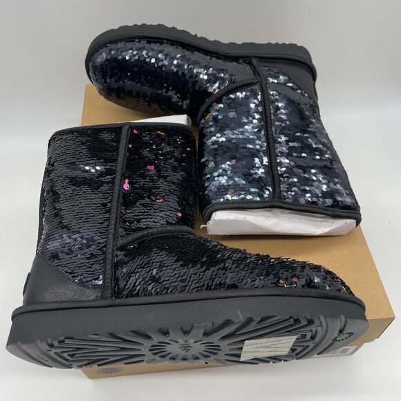 UGG Size 9 (40) Womens Classic Short Stellar Sequin Black Boots New in Box - Picture 14 of 16